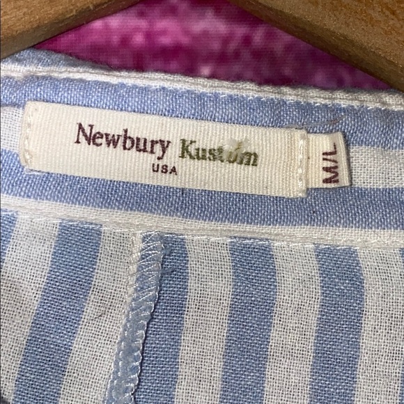 New Bury Kustum Women's Blue Striped Shirt Size Medium Large - Picture 2 of 6